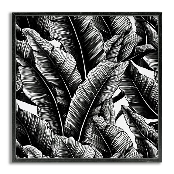 Stupell Industries Black Bold Fronds Botanical & Floral Painting Gray Framed Art Print Wall Art, 12 x 12