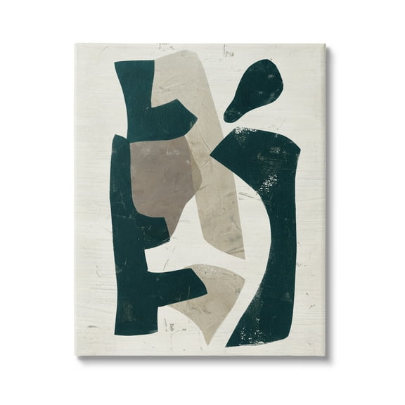 Stupell Industries Black & Brown Geometric Shapes Abstract Weathered Pattern Painting Gallery Wrapped Canvas Print Wall Art, Design by June Erica Vess