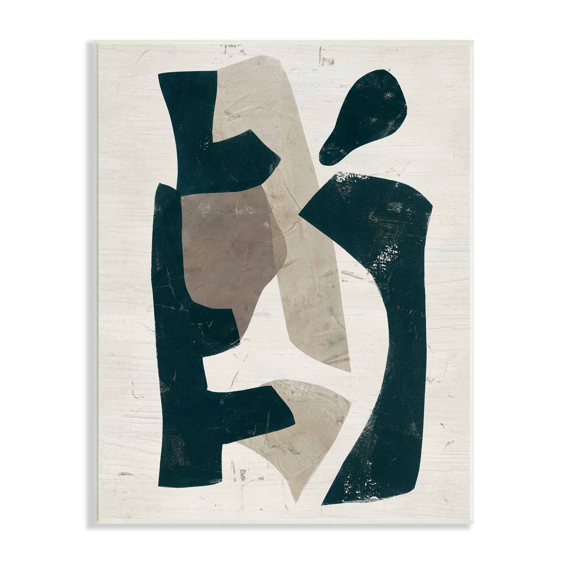 Stupell Industries Black & Brown Geometric Shapes Abstract Weathered Pattern Painting Unframed Art Print Wall Art, Design by June Erica Vess