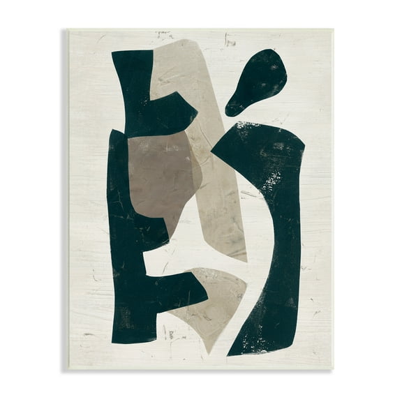 Stupell Industries Black & Brown Geometric Shapes Abstract Weathered Pattern Painting Unframed Art Print Wall Art, Design by June Erica Vess