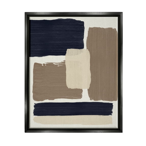Stupell Industries Black & Brown Squares Abstract Painting Black Floater Framed Canvas Art Print Wall Art, 25 x 31