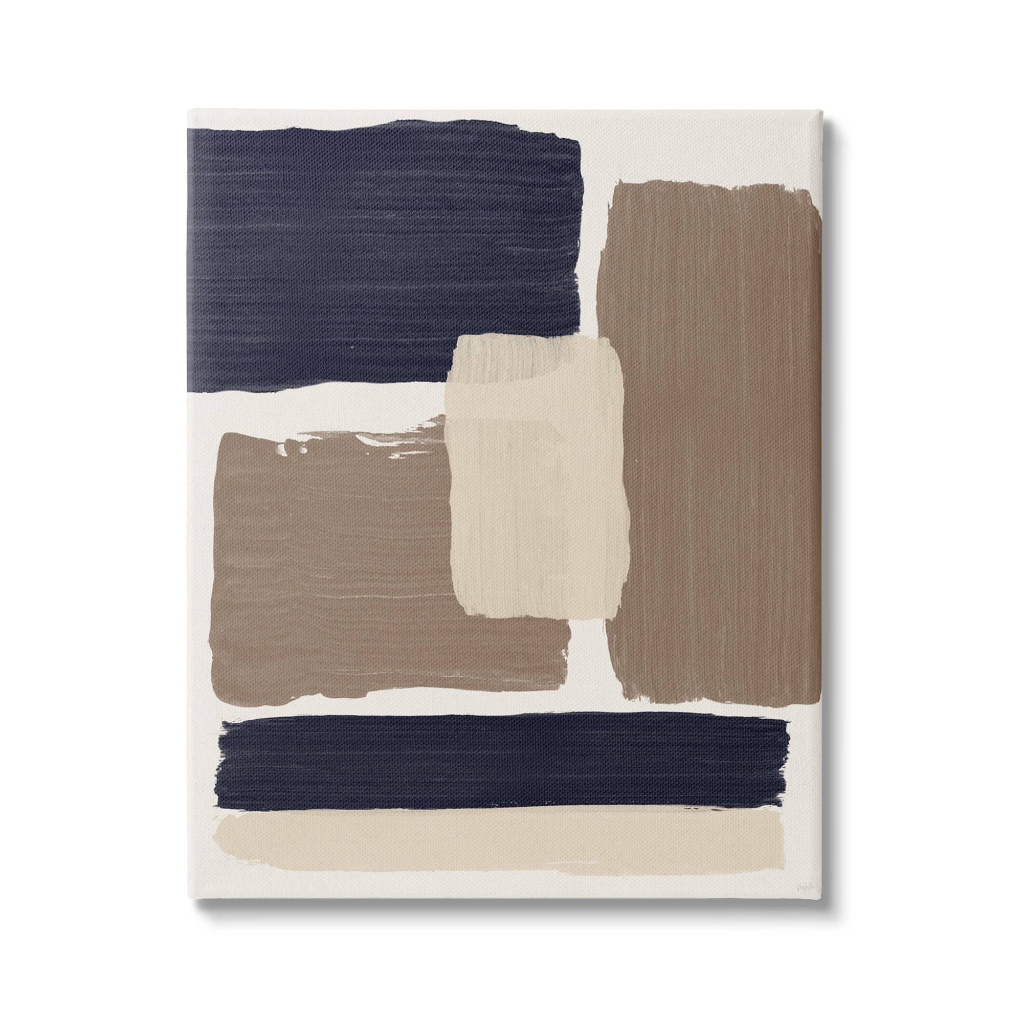 Stupell Industries Black & Brown Squares Abstract Painting Gallery Wrapped Canvas Art Print Wall Art, 36 x 48
