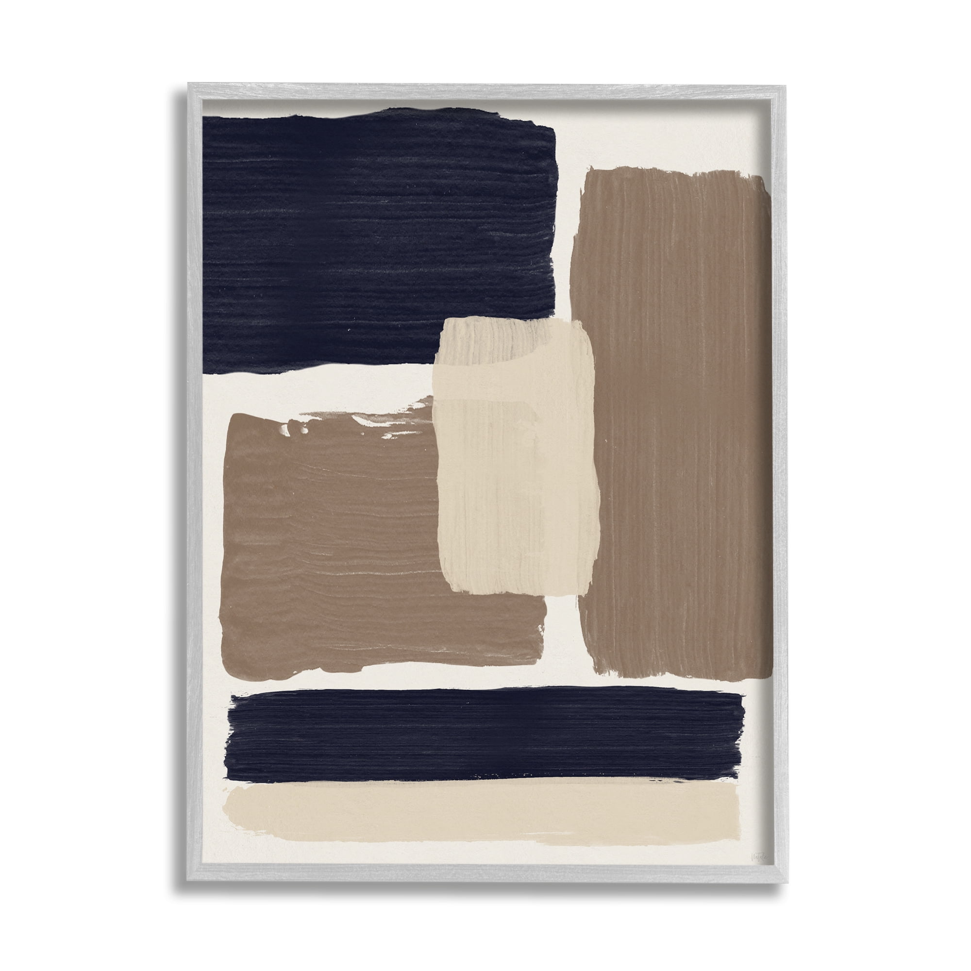 Stupell Industries Black & Brown Squares Abstract Painting Gray Framed Art Print Wall Art, 24 x 30