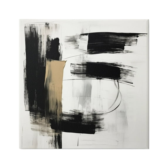 Stupell Industries Black Brush Strokes Abstract Painting Gallery Wrapped Canvas Art Print Wall Art, 30 x 30