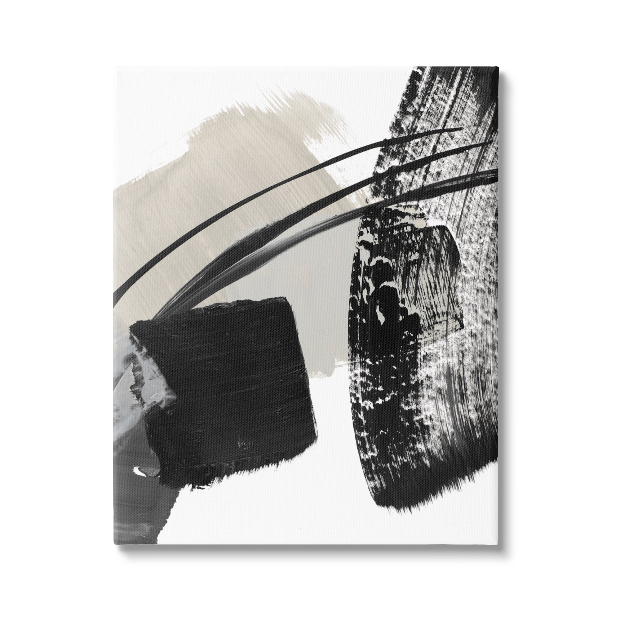 Stupell Industries Black Brush Strokes Abstract Painting Gallery Wrapped Canvas Print Wall Art, 30 x 40