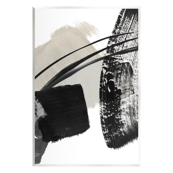 Stupell Industries Black Brush Strokes Abstract Painting Unframed Art Print Wall Art, 10 x 15