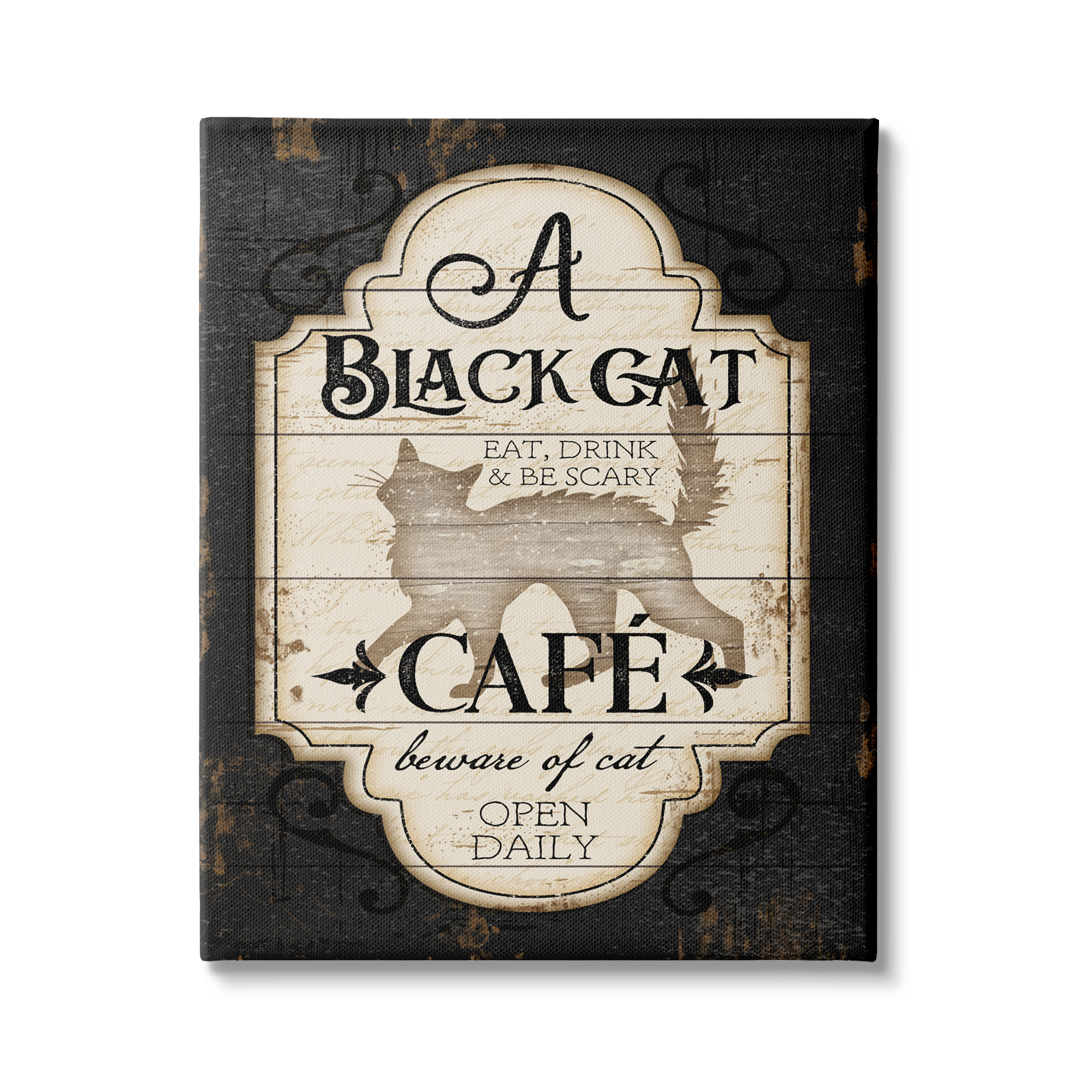 Stupell Industries Black Cat CafÃÃÂ© Vintage Halloween Sign Spooky Witch, 30 x 40, Design by Jennifer Pugh