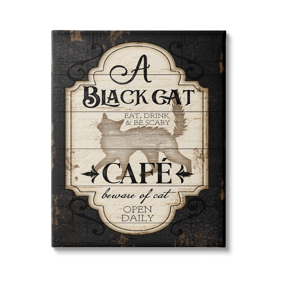 Stupell Industries Black Cat CafÃé Vintage Halloween Sign Spooky Witch, 30 x 40, Design by Jennifer Pugh