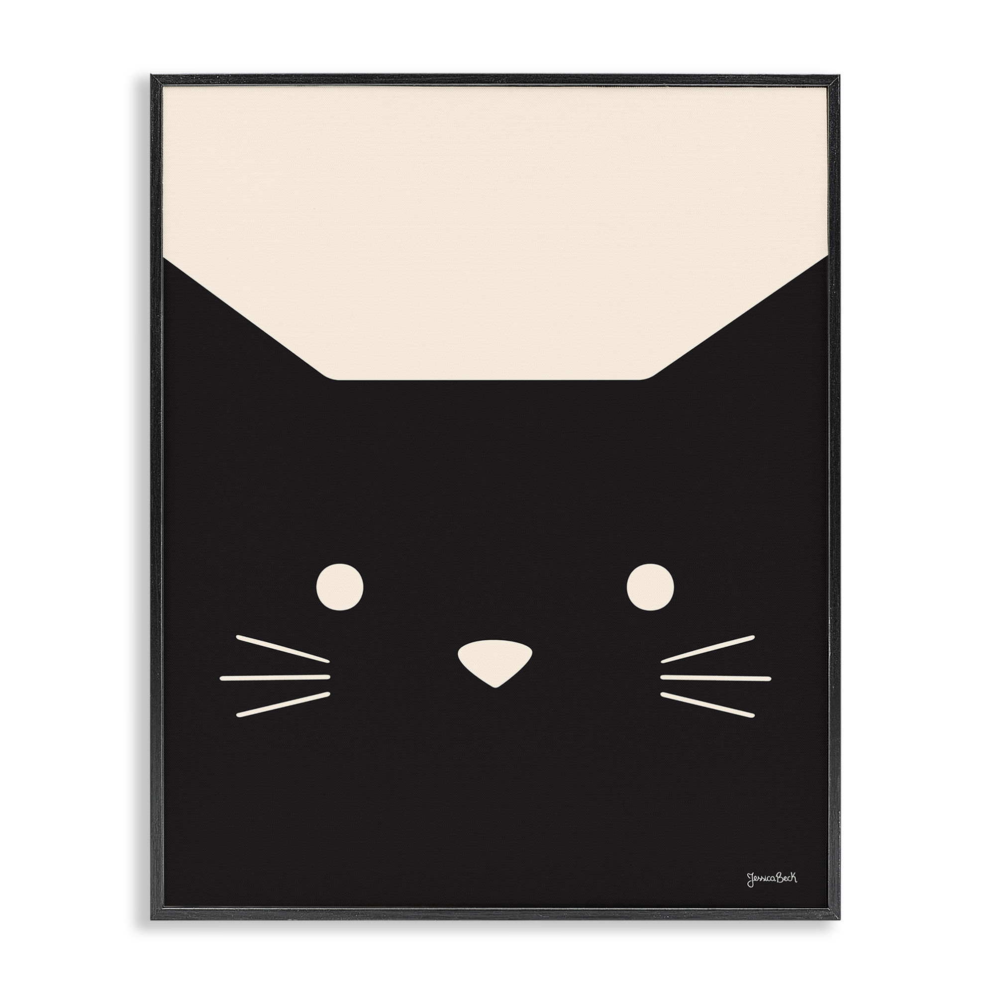 Stupell Industries Black Cat Close Up Animals Painting Black Framed Art Print Wall Art, 16 x 20