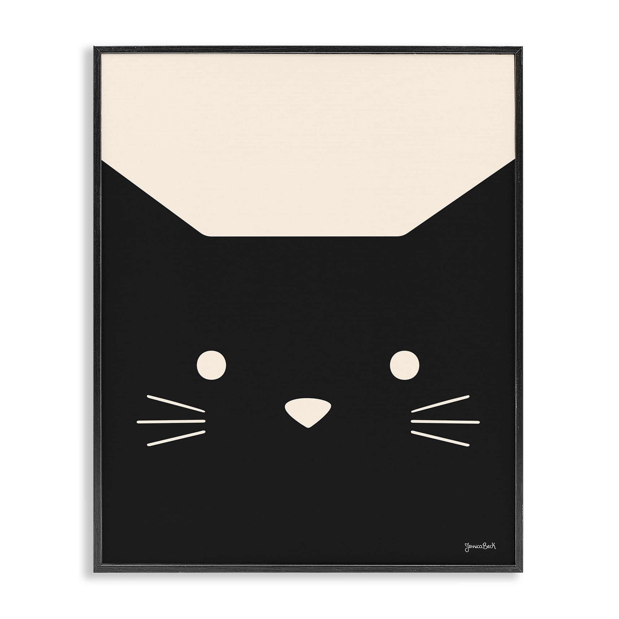 Stupell Industries Black Cat Close Up Animals Painting Black Framed Art Print Wall Art, 24 x 30