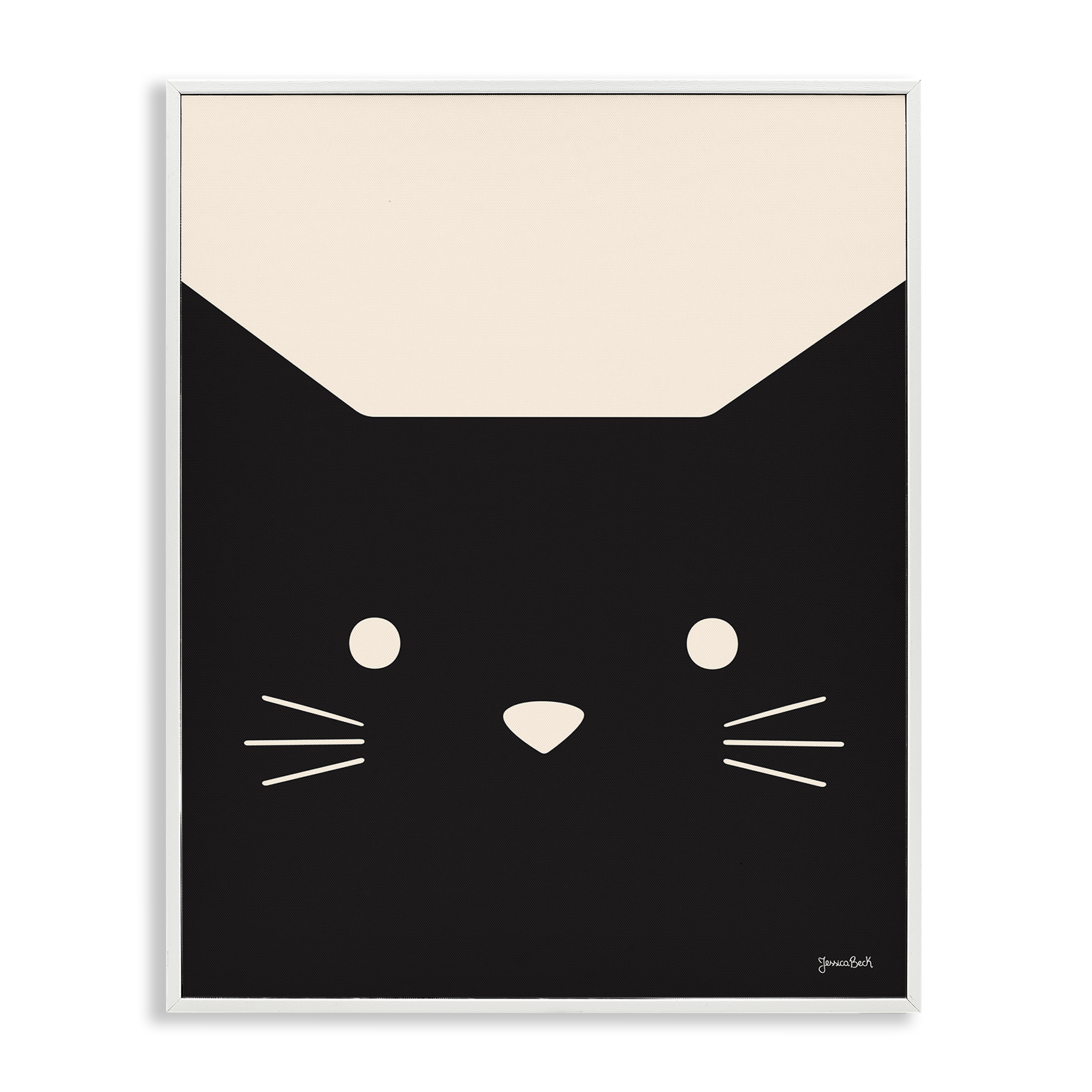Stupell Industries Black Cat Close Up Animals Painting White Framed Art Print Wall Art, 16 x 20