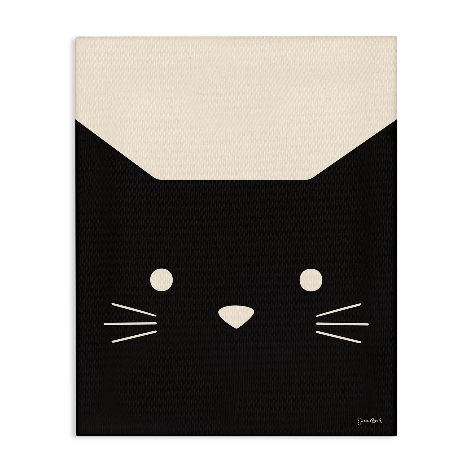 Stupell Industries Black Cat Close Up Animals Painting Wrapped Canvas Art Print Wall Art, 16 x 20