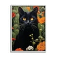 thumbnail image 1 of Stupell Industries Black Cat Garden Flowers Animals & Insects Painting Gray Framed Art Print Wall Art, 16 x 20, 1 of 9