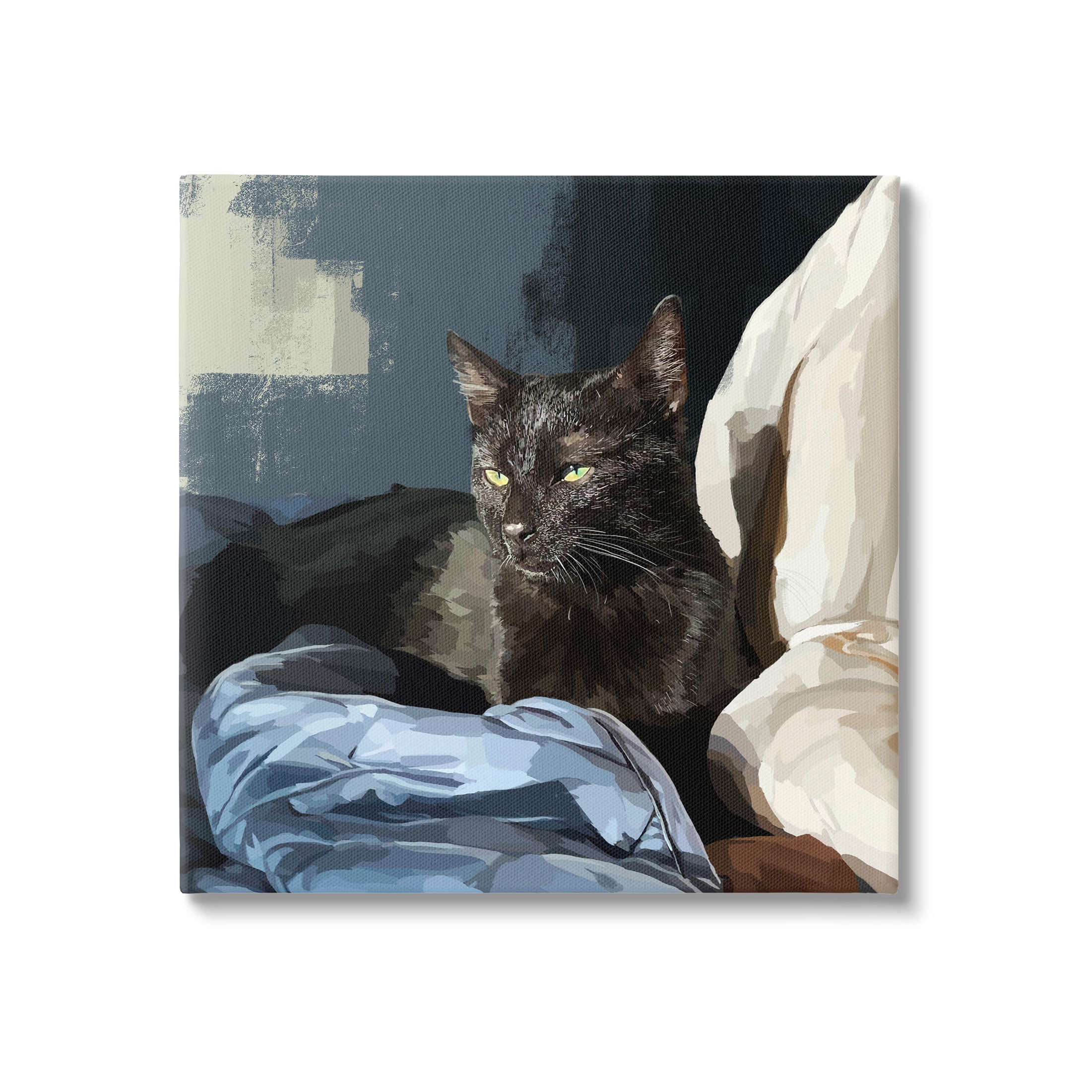 Stupell Industries Black Cat Lounging Comfy Bed Graphic Art Gallery Wrapped Canvas Print Wall Art, Design by Emily Kalina