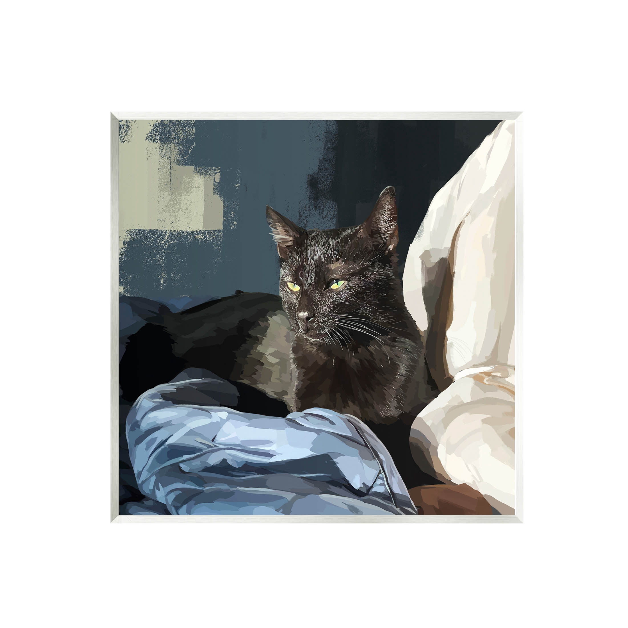 Stupell Industries Black Cat Lounging Comfy Bed Graphic Art Unframed Art Print Wall Art, Design by Emily Kalina