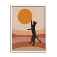 thumbnail image 1 of Stupell Industries Black Cat Reaching Stripes Pattern Animals & Insects Painting White Framed Art Print Wall Art, 1 of 5