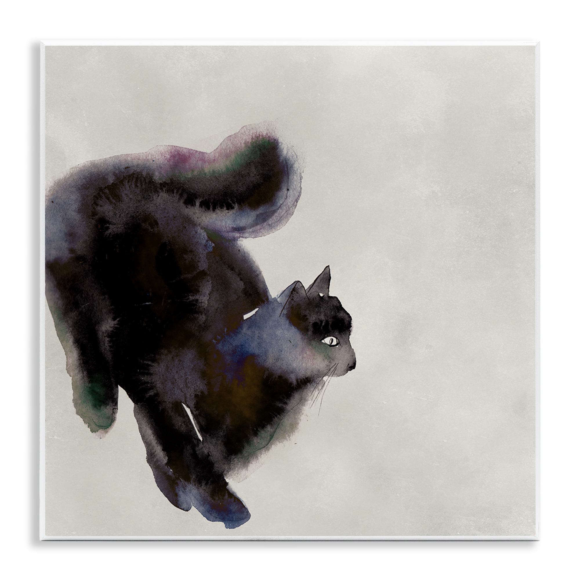 Stupell Industries Black Cat Watercolor Animals Painting Unframed Art Print Wall Art, 12 x 12