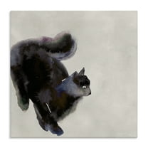 Stupell Industries Black Cat Watercolor Animals Painting Wrapped Canvas Art Print Wall Art, 17 x 17