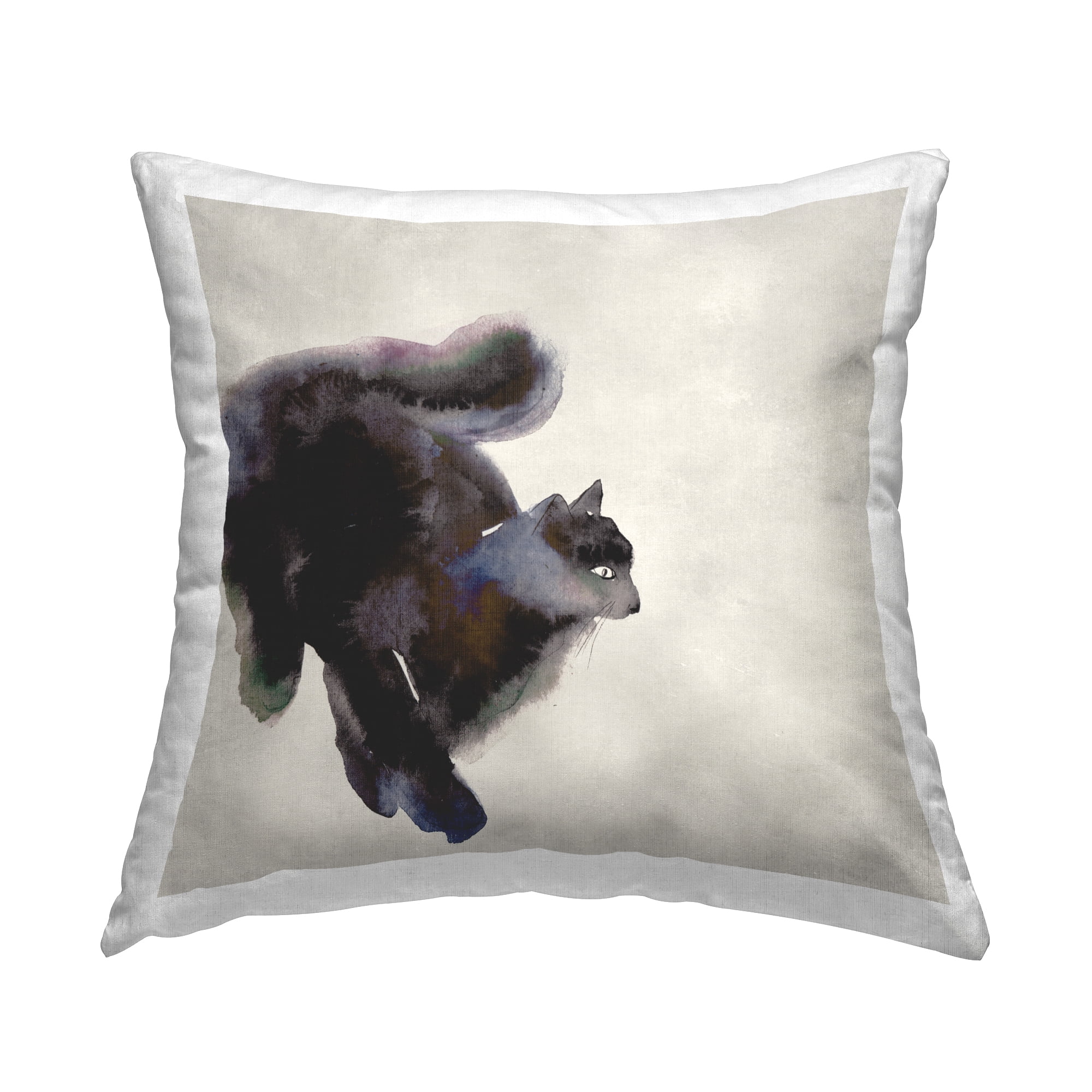 Stupell Industries Black Cat Watercolor Decorative Printed Throw Pillow Design by Melissa Wang .