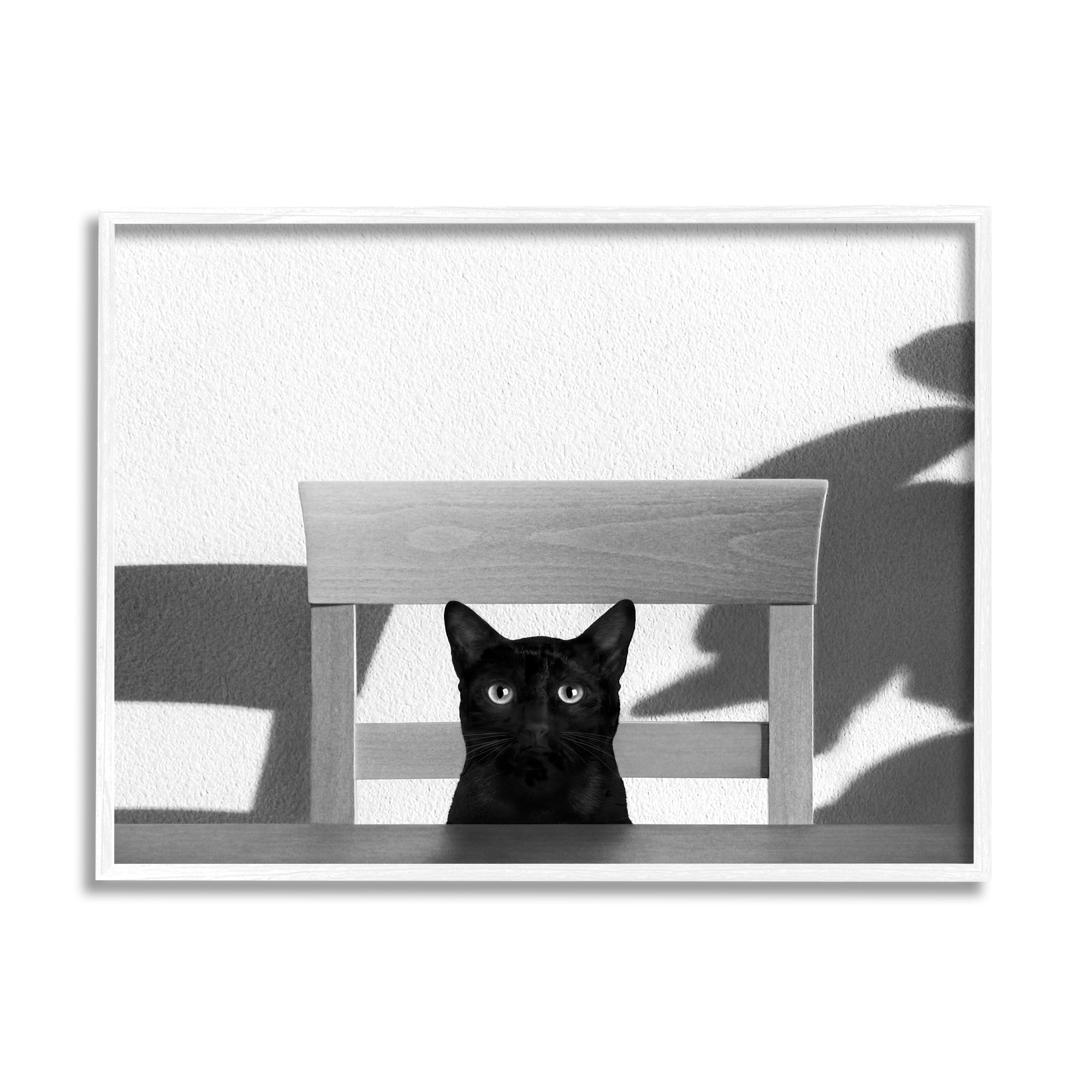 Stupell Industries Black Cat at Kitchen Table Pet Animal Photograph, 24 x 30, Designed by Jon Bertelli