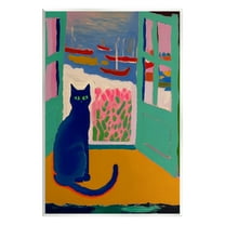 Stupell Industries Black Cat in Doorway Animals & Insects Painting Unframed Art Print Wall Art, 10 x 15