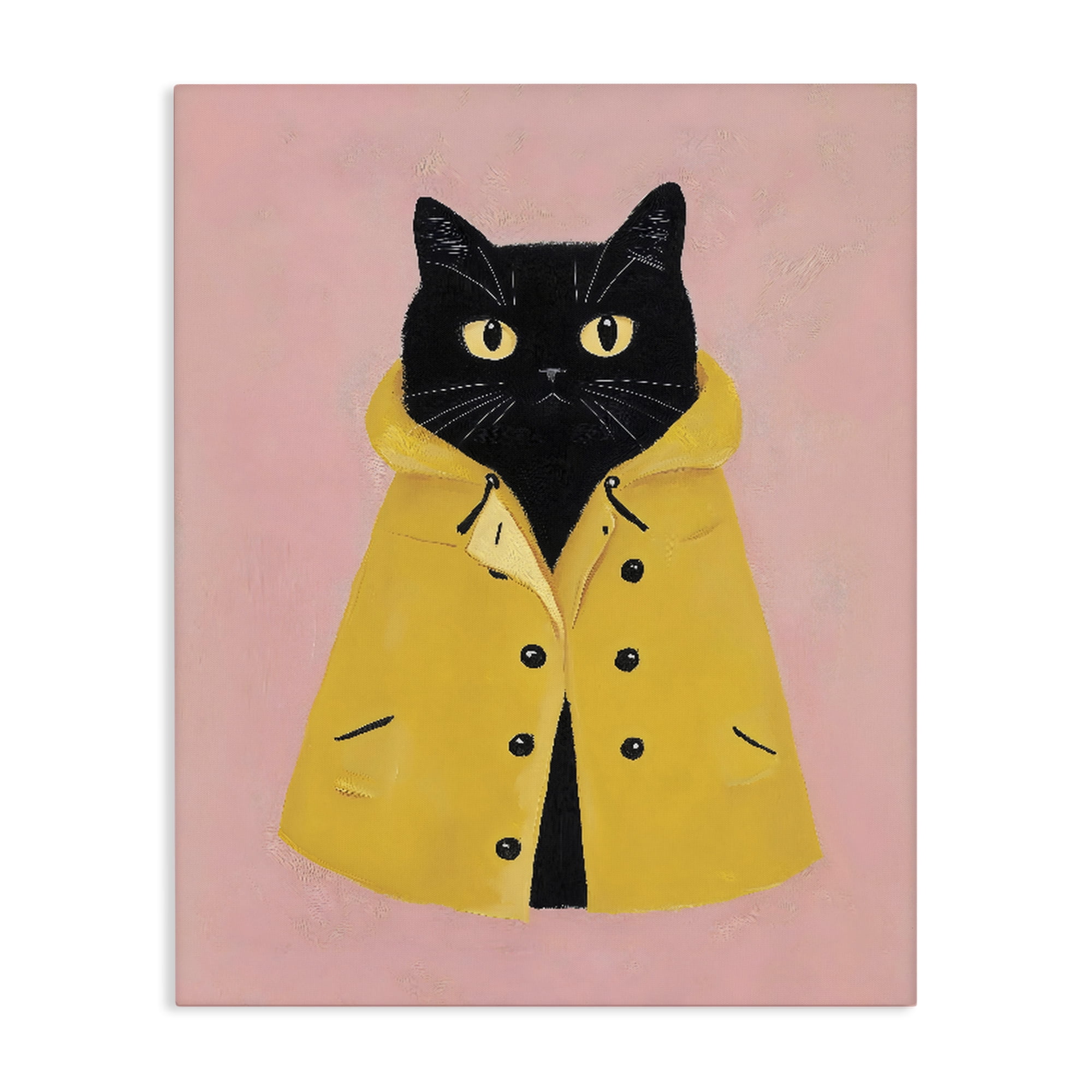 Stupell Industries Black Cat in Yellow Raincoat Canvas Wall Art, design by The Prints Vibe