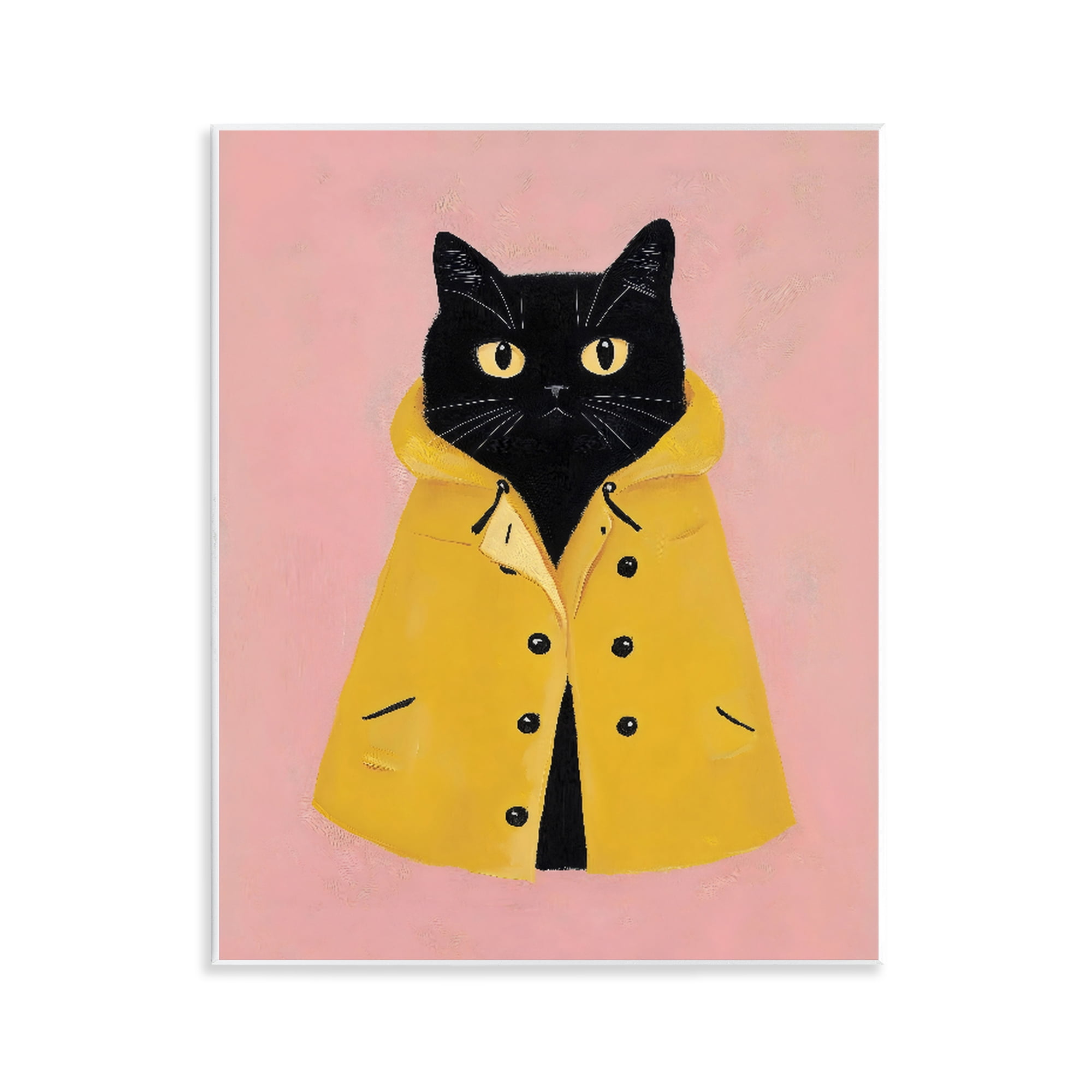 Stupell Industries Black Cat in Yellow Raincoat Wall Plaque Art, design by The Prints Vibe