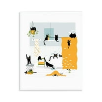 Stupell Industries Black Cats Bath Time Bath & Laundry Painting Unframed Art Print Wall Art, 11 x 14