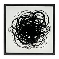 Stupell Industries Black Chaotic Scribble Abstract Painting Black Floater Framed Canvas Art Print Wall Art, 18 x 18