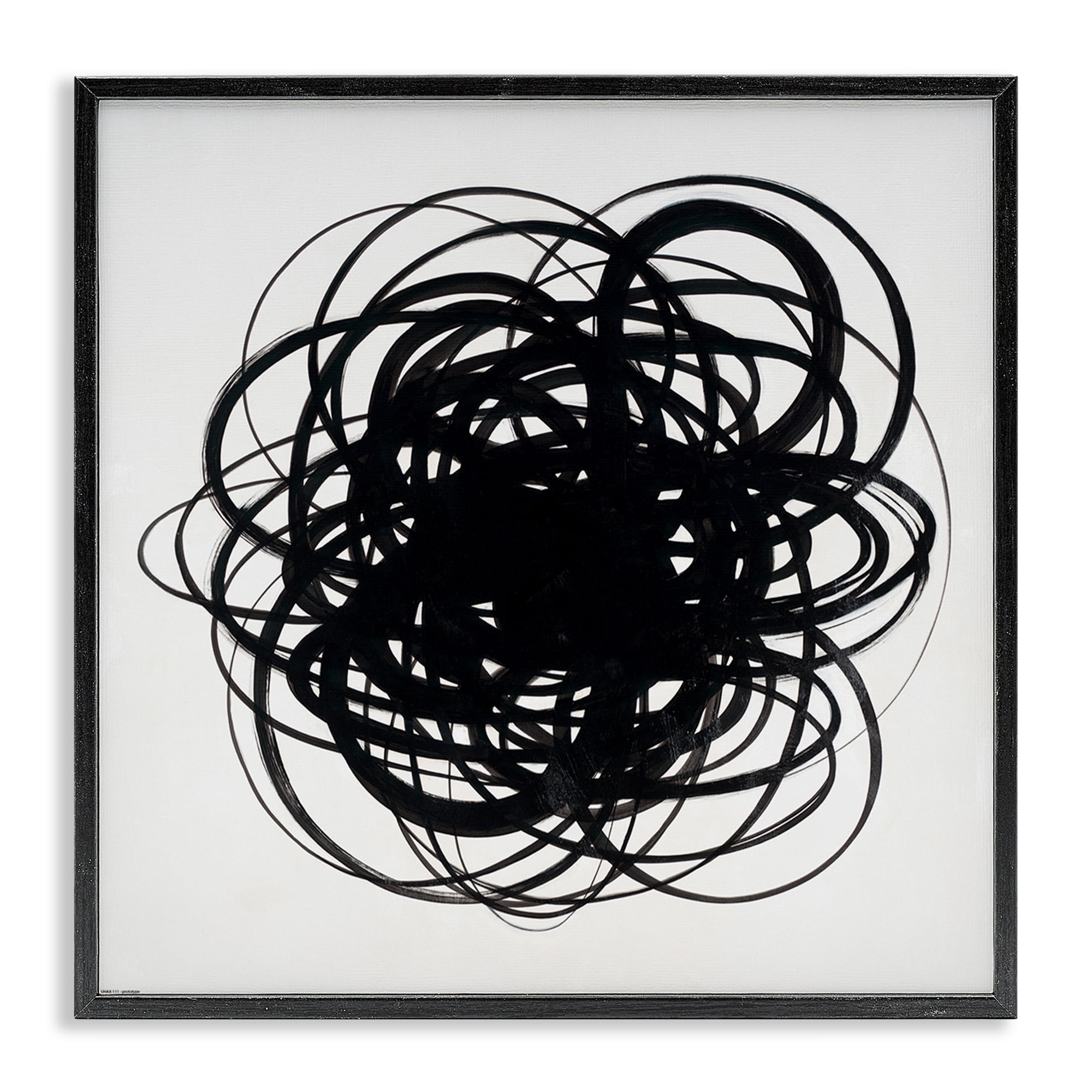 Stupell Industries Black Chaotic Scribble Abstract Painting Black Framed Art Print Wall Art, 17 x 17