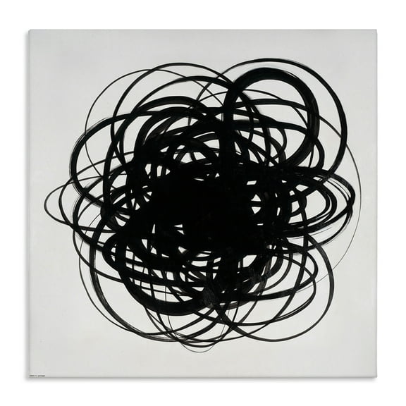 Stupell Industries Black Chaotic Scribble Abstract Painting Gallery Wrapped Canvas Art Print Wall Art, 17 x 17