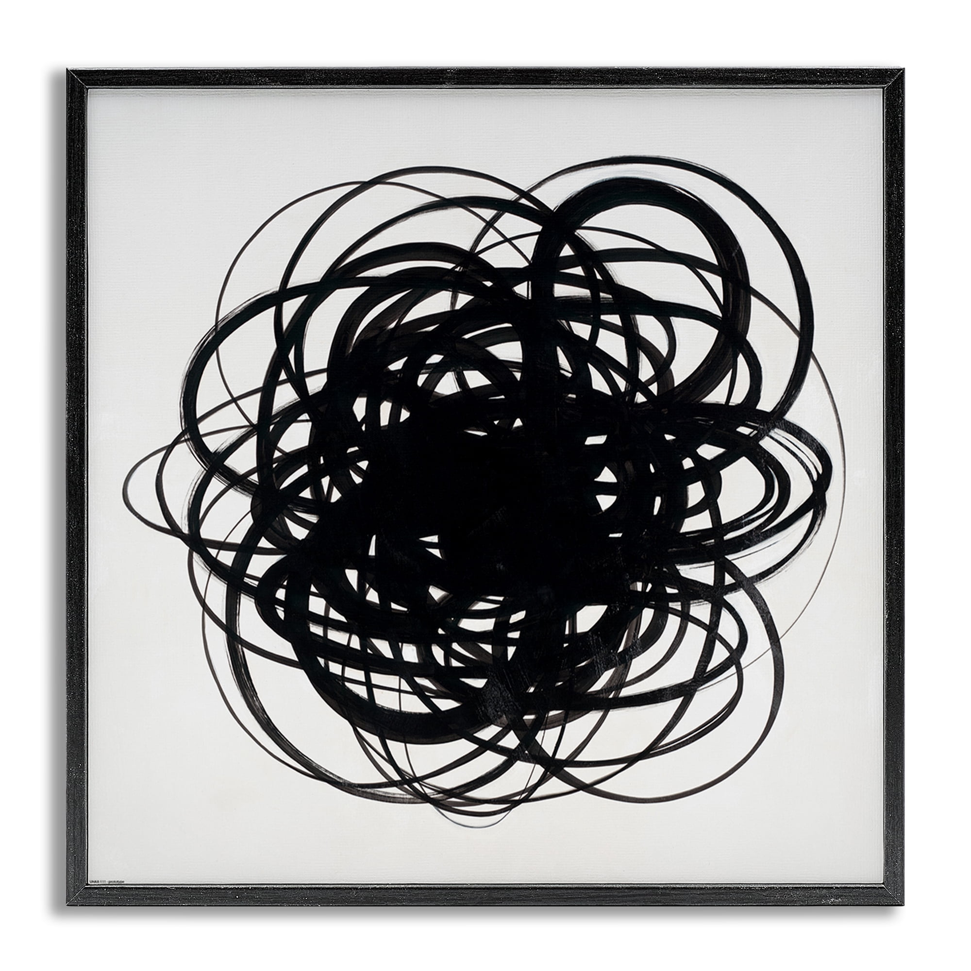 Stupell Industries Black Chaotic Scribble Abstract Painting Gray Framed Art Print Wall Art, 12 x 12