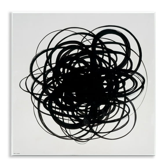 Stupell Industries Black Chaotic Scribble Abstract Painting Unframed Art Print Wall Art, 12 x 12