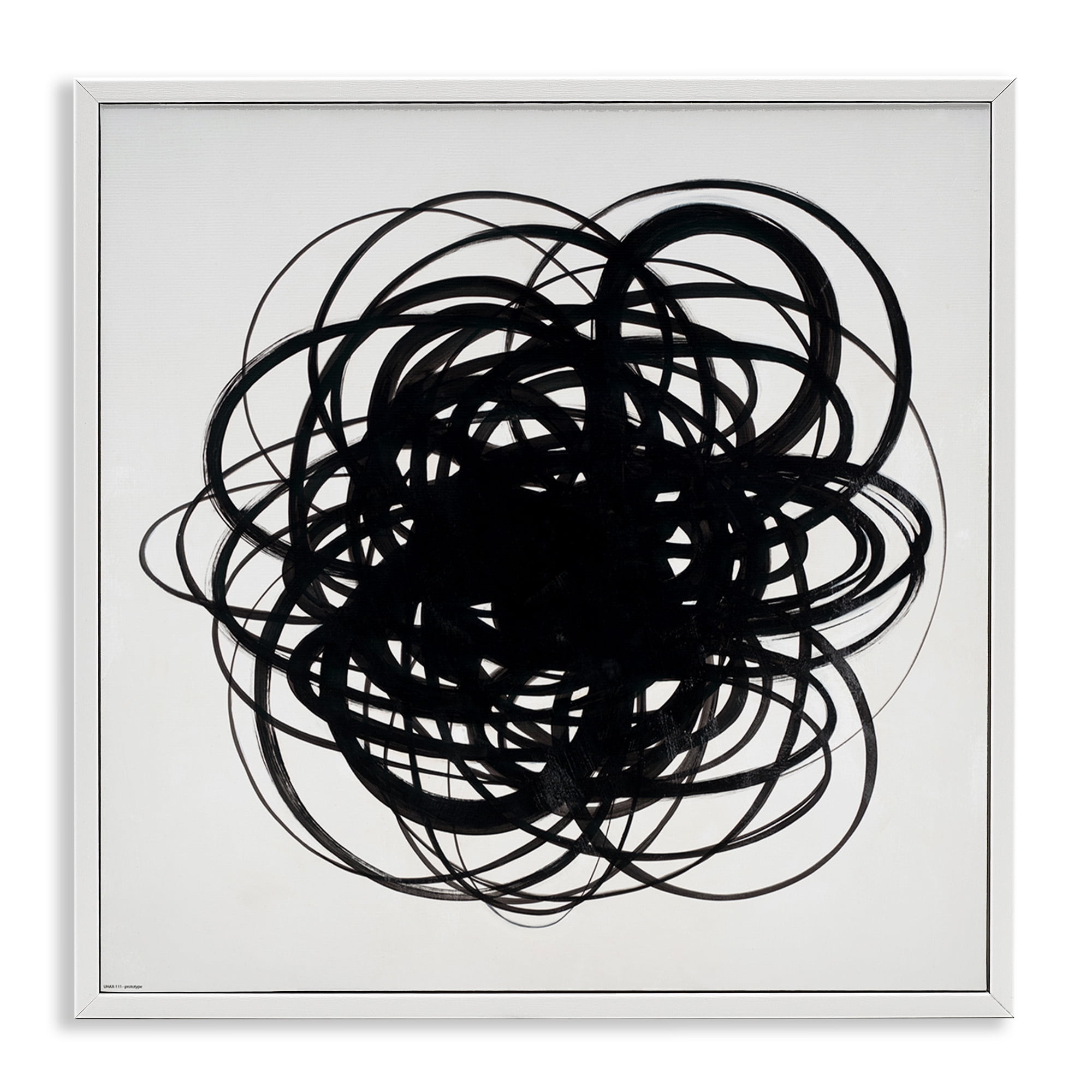 Stupell Industries Black Chaotic Scribble Abstract Painting White Framed Art Print Wall Art, 24 x 24