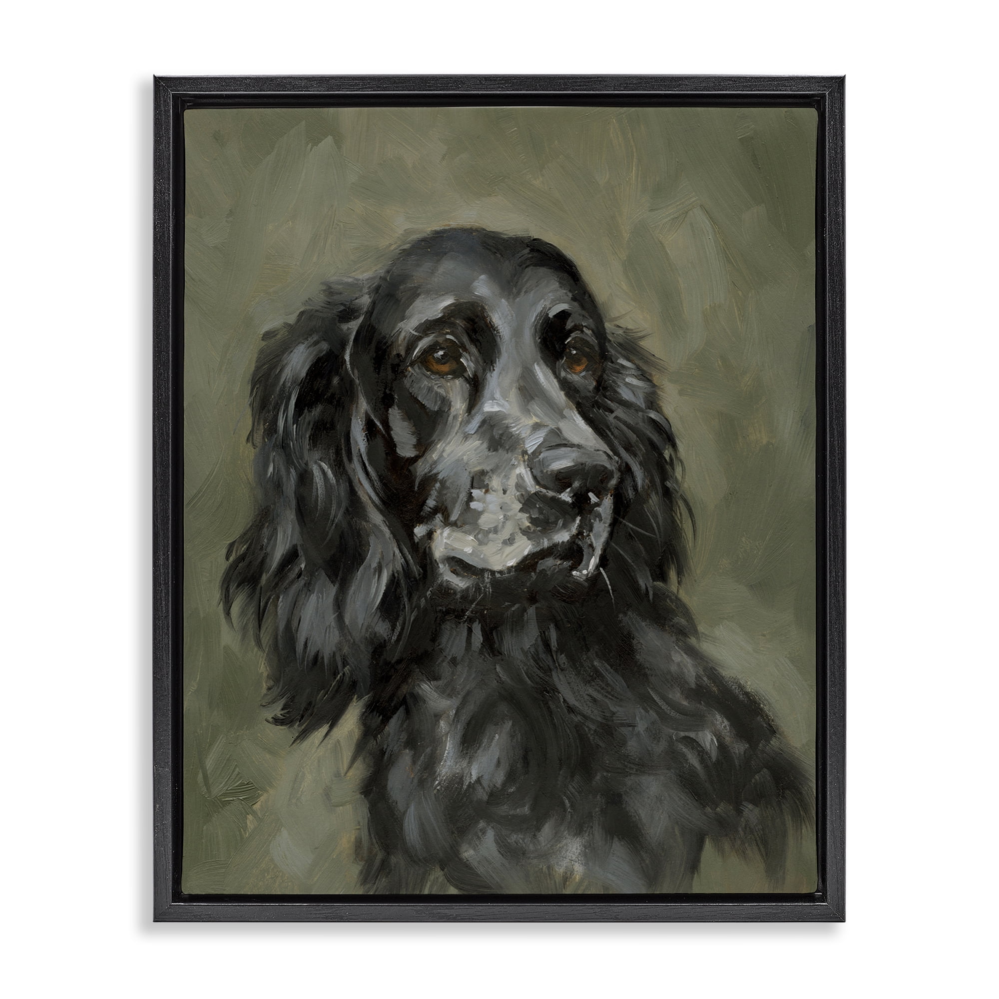 Stupell Industries Black Cocker Spaniel Animals & Insects Painting Black Floater Framed Canvas Art Print Wall Art, 25 x 31