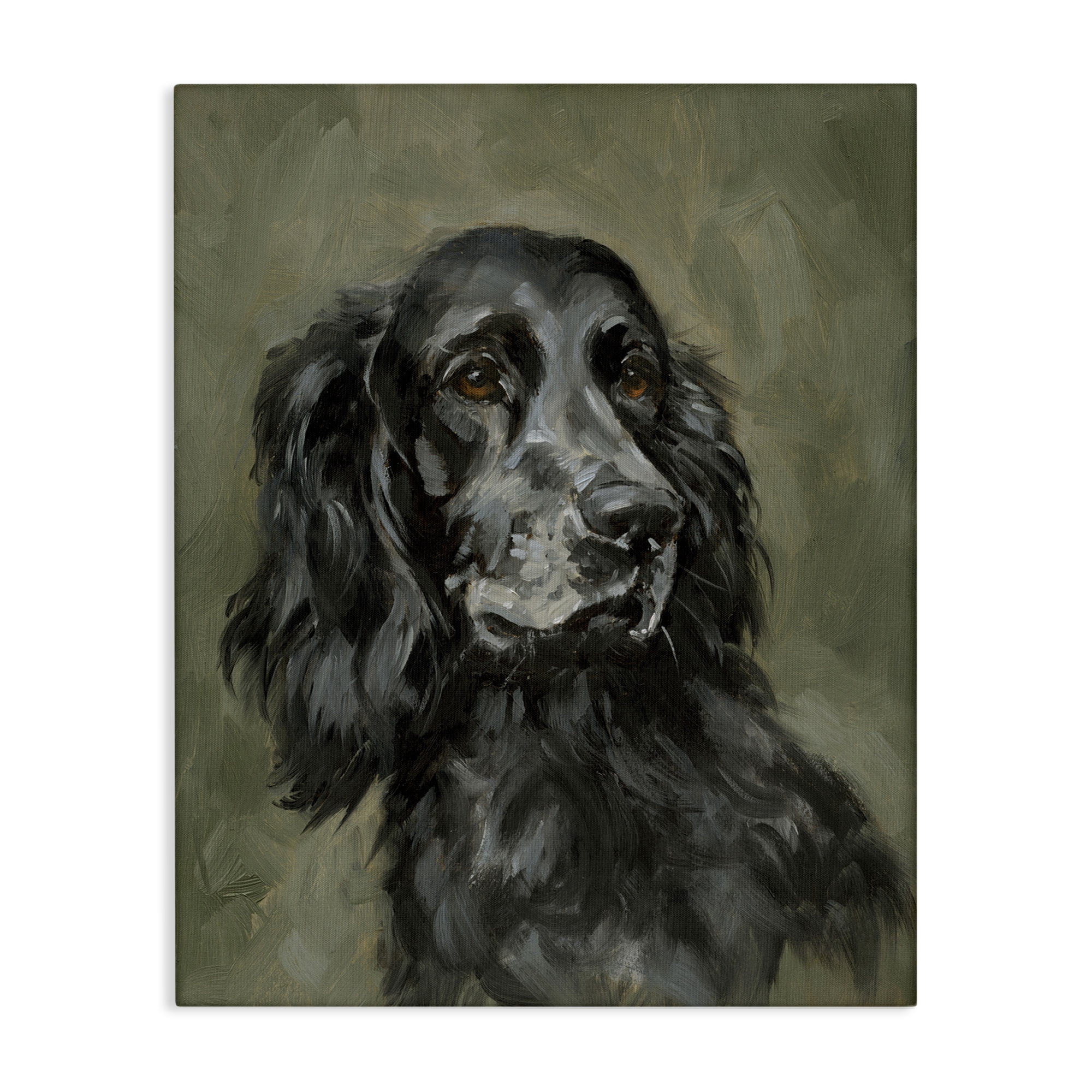 Stupell Industries Black Cocker Spaniel Animals & Insects Painting Gallery Wrapped Canvas Art Print Wall Art, 36 x 48
