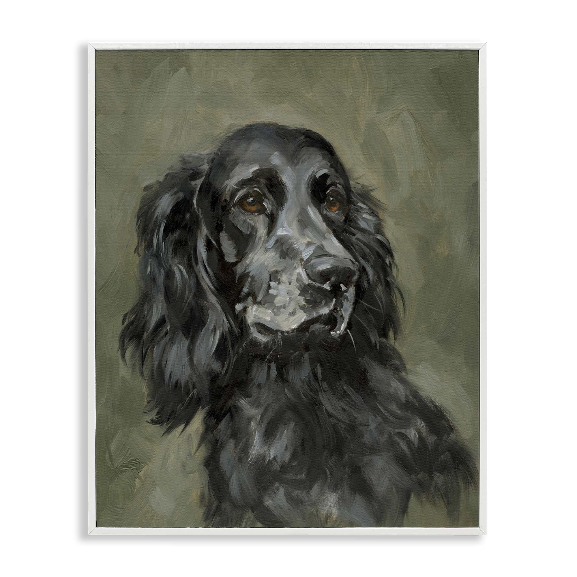 Stupell Industries Black Cocker Spaniel Animals & Insects Painting White Framed Art Print Wall Art, 11 x 14
