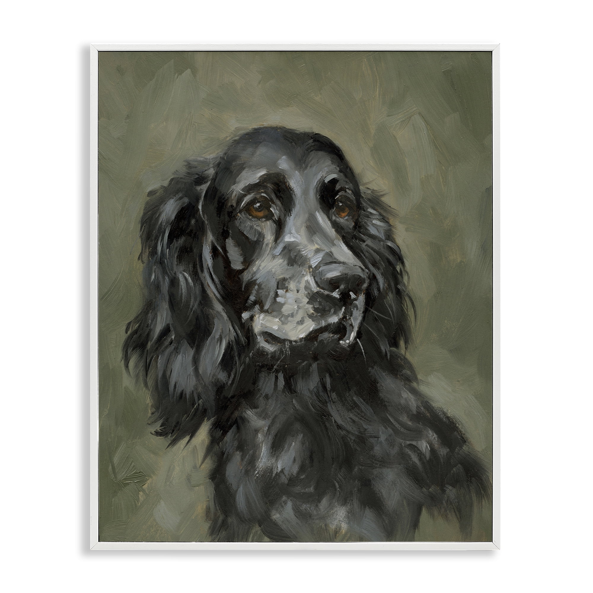 Stupell Industries Black Cocker Spaniel Animals & Insects Painting White Framed Art Print Wall Art, 16 x 20