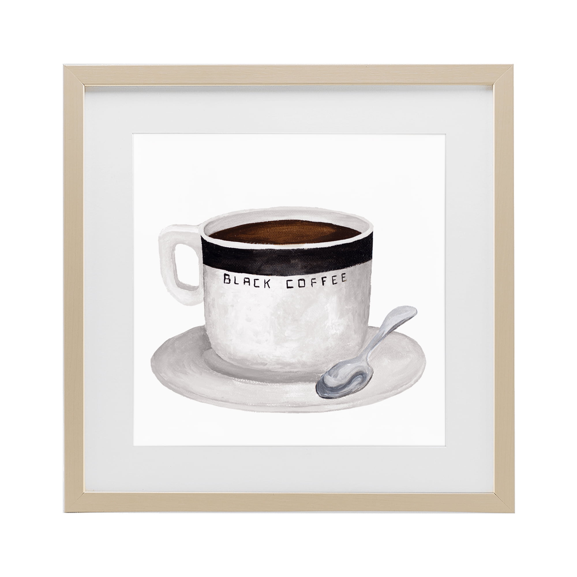 Stupell Industries Black Coffee Mug Birch Framed Print Under Glass, design by Elizabeth Medley
