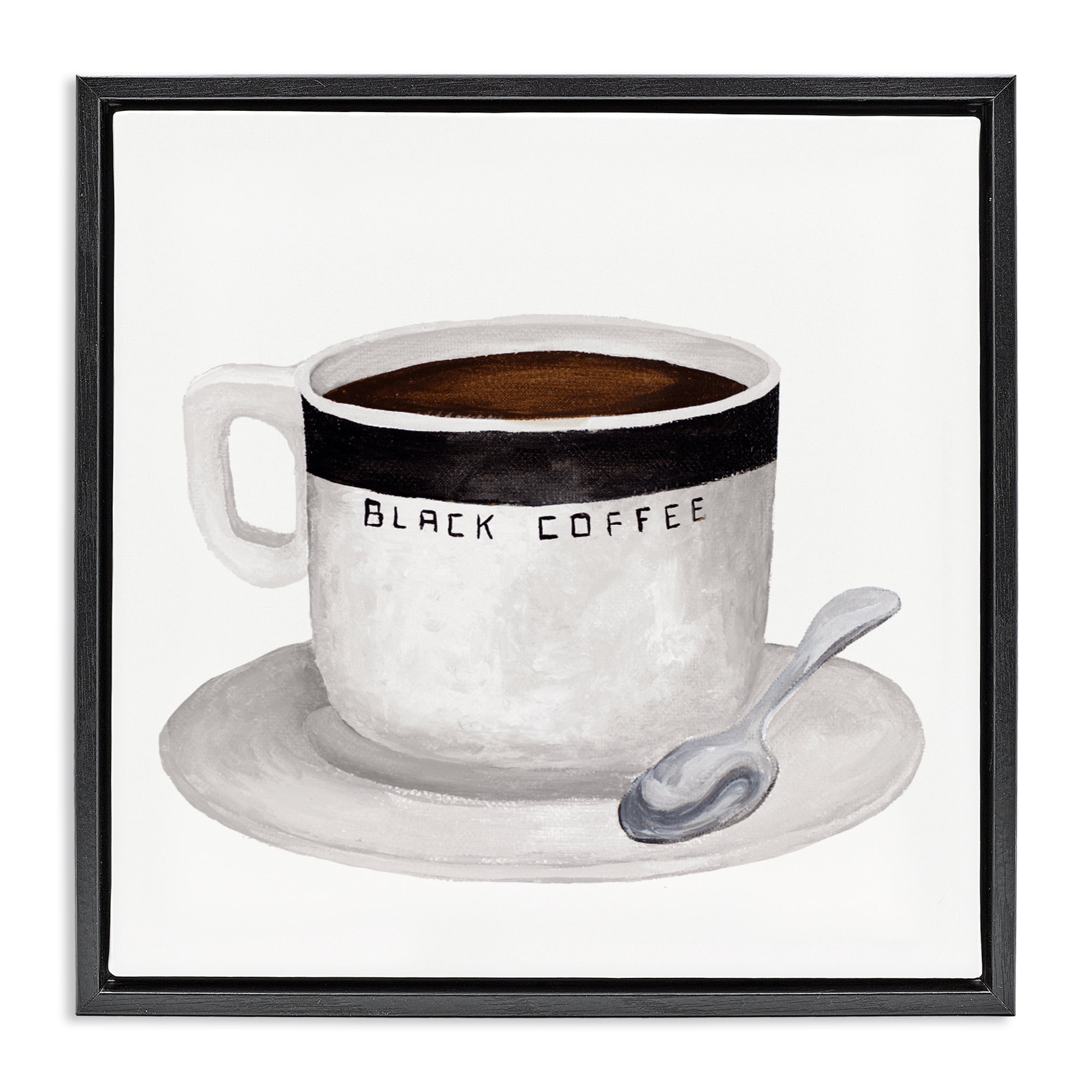 Stupell Industries Black Coffee Mug Black Framed Floater Canvas Wall Art, design by Elizabeth Medley