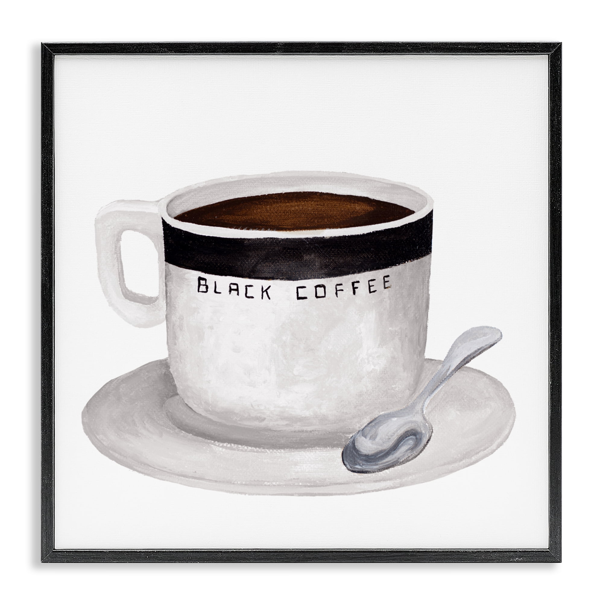 Stupell Industries Black Coffee Mug Black Framed Giclee Art, design by Elizabeth Medley