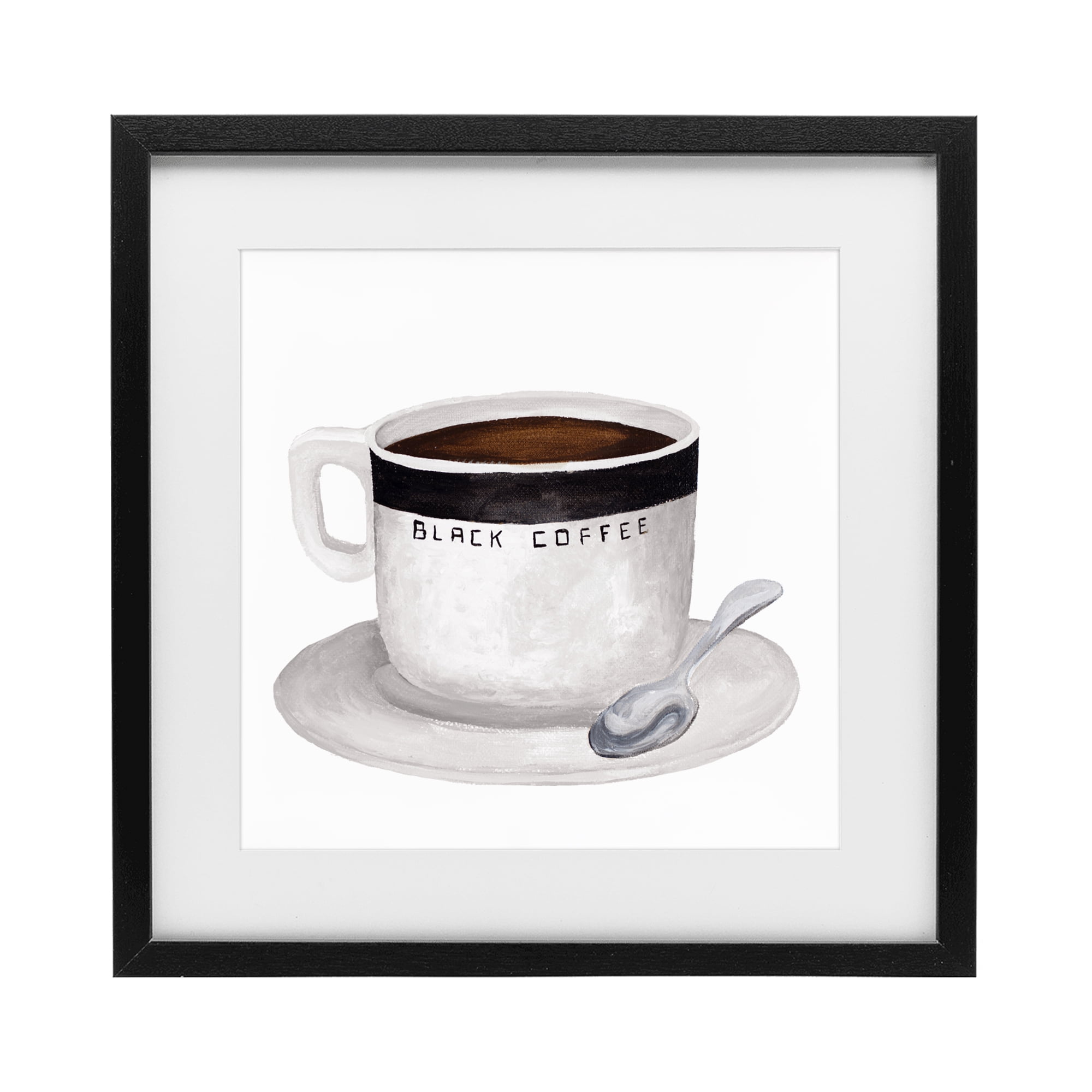 Stupell Industries Black Coffee Mug Black Framed Print Under Glass, design by Elizabeth Medley