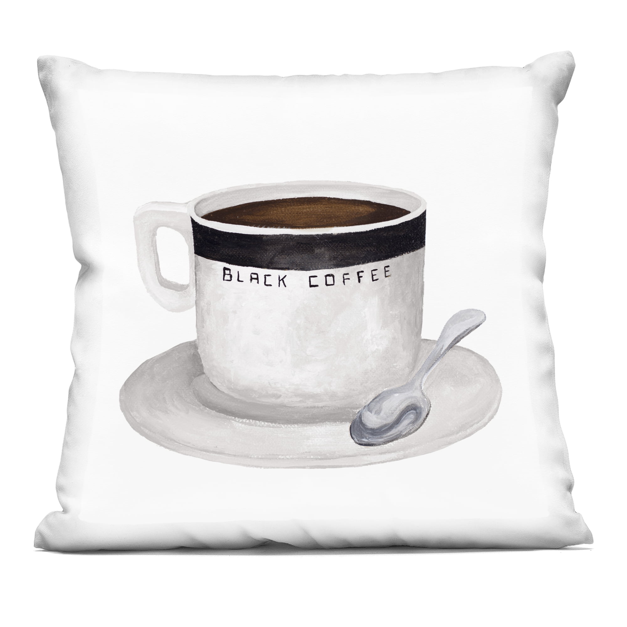 Stupell Industries Black Coffee Mug Decorative Printed Throw Pillow, design by Elizabeth Medley