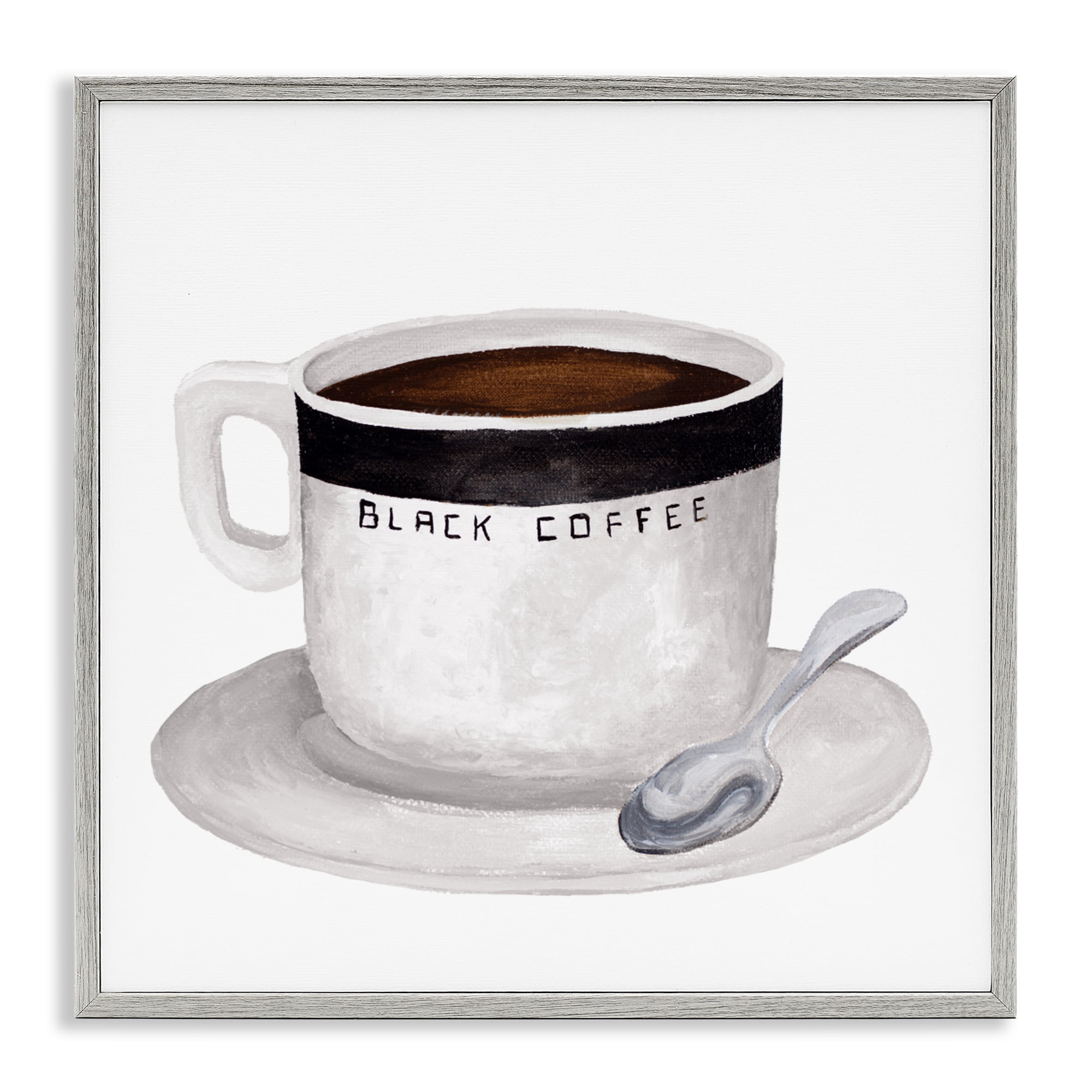 Stupell Industries Black Coffee Mug Gray Framed Giclee Art, design by Elizabeth Medley