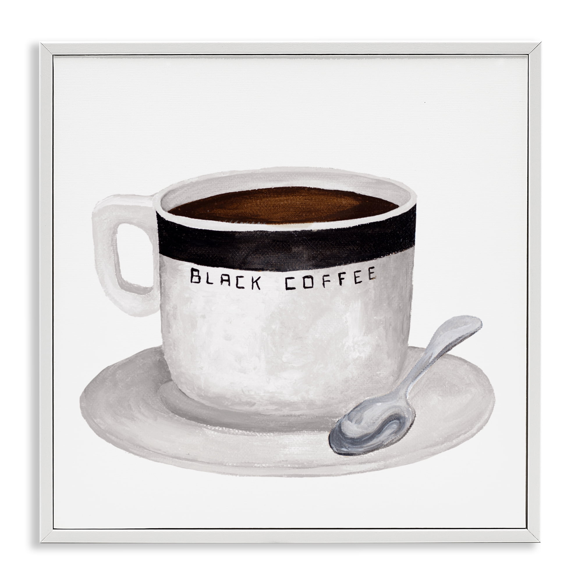 Stupell Industries Black Coffee Mug White Framed Giclee Art, design by Elizabeth Medley