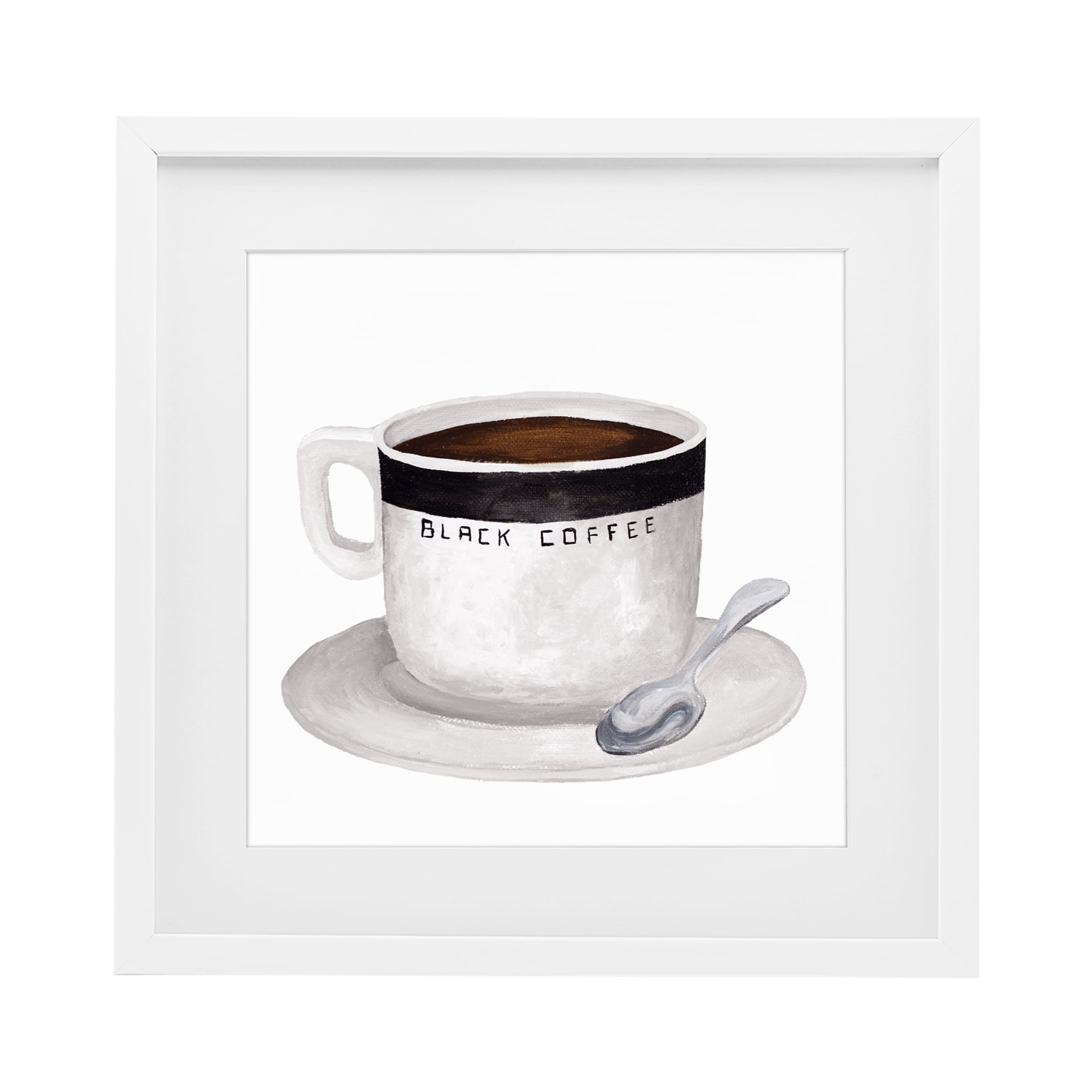 Stupell Industries Black Coffee Mug White Framed Print Under Glass, design by Elizabeth Medley