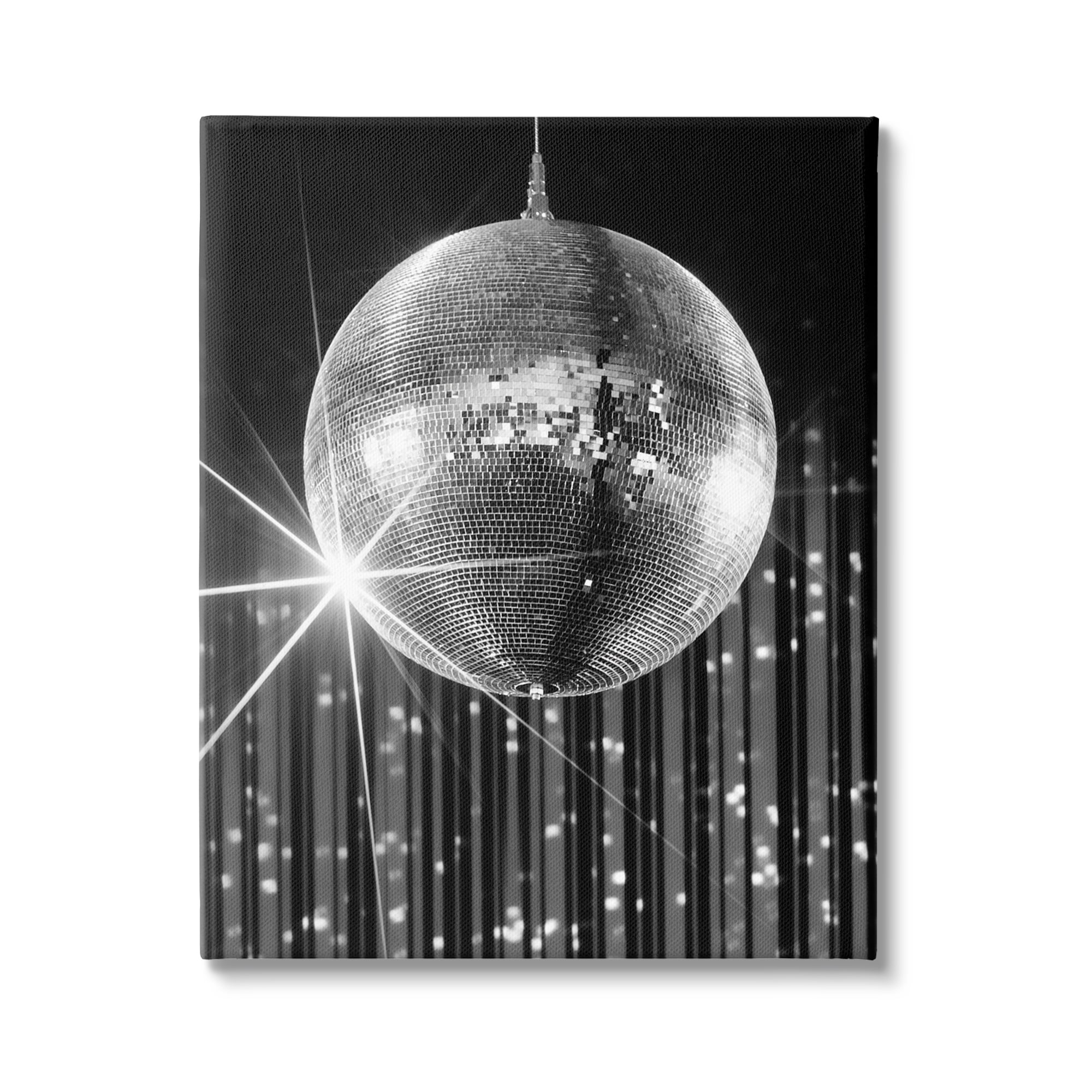 Stupell Industries Black Disco Ball Literature & Flim Photography Gallery Wrapped Canvas Art Print Wall Art, 24 x 30