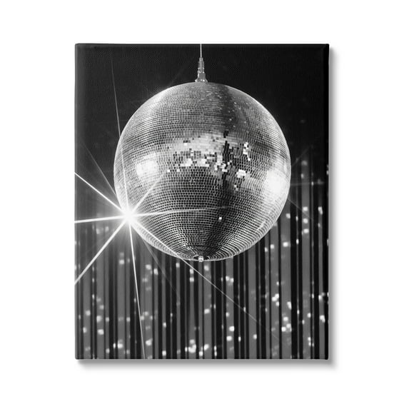 Stupell Industries Black Disco Ball Literature & Flim Photography Gallery Wrapped Canvas Art Print Wall Art, 36 x 48