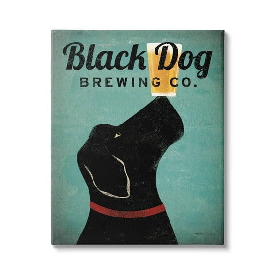 Stupell Industries Black Dog Brewing Antique Beer Sign Graphic Art Gallery Wrapped Canvas Print Wall Art, Design by Ryan Fowler