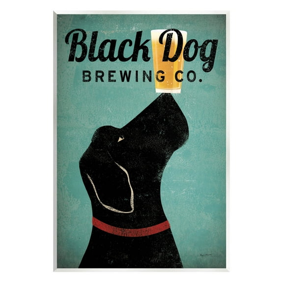 Stupell Industries Black Dog Brewing Antique Beer Sign Graphic Art Unframed Art Print Wall Art, Design by Ryan Fowler